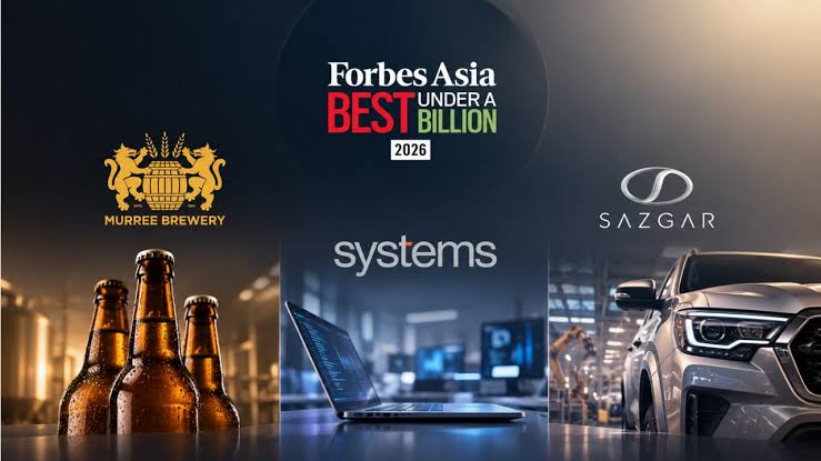 Forbes has recognized Murree Brewery, Sazgar Engineering Works and Systems Limited among 200 leading Asia-Pacific companies.