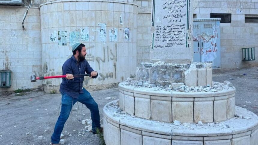 Israeli far-right lawmaker Zvi Sukkot and his associates damaged a Palestinian memorial in Madama during a military-escorted visit to the West Bank.