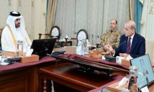 Prime Minister Shehbaz Sharif meets Sheikh Naif bin Eid Al Thani as Pakistan and Qatar discuss stronger ties and increased investment in Pakistan.