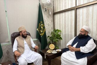 Sardar Muhammad Yousaf and Tahir Mahmood Ashrafi discuss the proposed International Seerat Conference, Hajj arrangements and religious harmony in Pakistan.