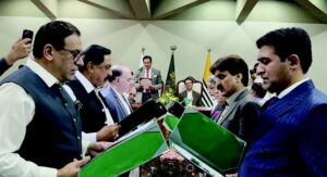 An eight-member cabinet of the Azad Kashmir government took oath at the President House in Muzaffarabad on September 4.