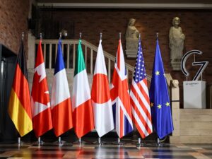 G7 foreign ministers urge Iran to end support for Yemen’s Houthis and call on the group to halt attacks on Saudi Arabia and civilian shipping.