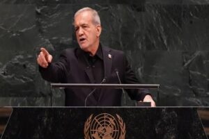 Iranian President Masoud Pezeshkian defended Iran’s right to self-defense and accused the US of double standards during his UN General Assembly speech.