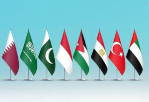 Pakistan and seven Muslim countries reject Israeli plans to displace Palestinians from Gaza and call for international action to protect Palestinian rights.