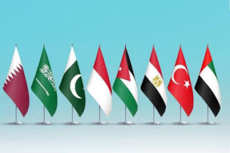 Pakistan and seven Muslim countries reject Israeli plans to displace Palestinians from Gaza and call for international action to protect Palestinian rights.