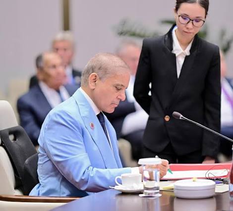Prime Minister Shehbaz Sharif signs the SCO summit declaration as Pakistan prepares to chair the Council of Heads of State for 2026–27.