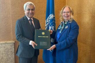 Pakistan’s envoy Tahir Andrabi presents his credentials at UN Geneva and reaffirms cooperation on peace, security, human rights and development.