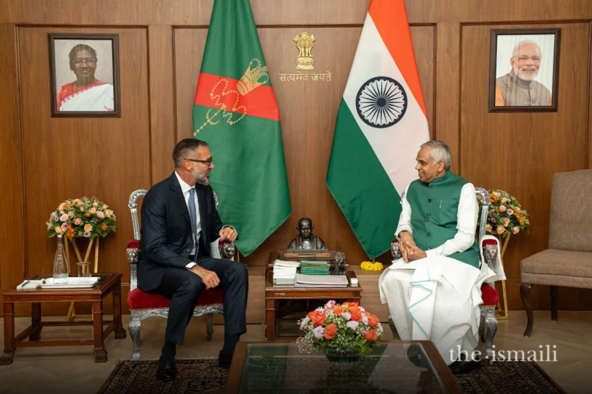 Prince Rahim Aga Khan V meets Gujarat Governor Acharya Devvrat and holds community didars during his first official visit to India as Aga Khan V.