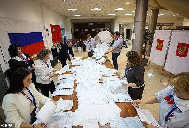 Russia’s United Russia party wins 57.83% of the vote, with preliminary results showing 355 seats in the 450-member State Duma.