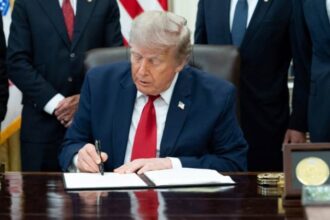 US President Donald Trump signs a major Russia sanctions bill into law, targeting Russia’s energy sector and shadow fleet.