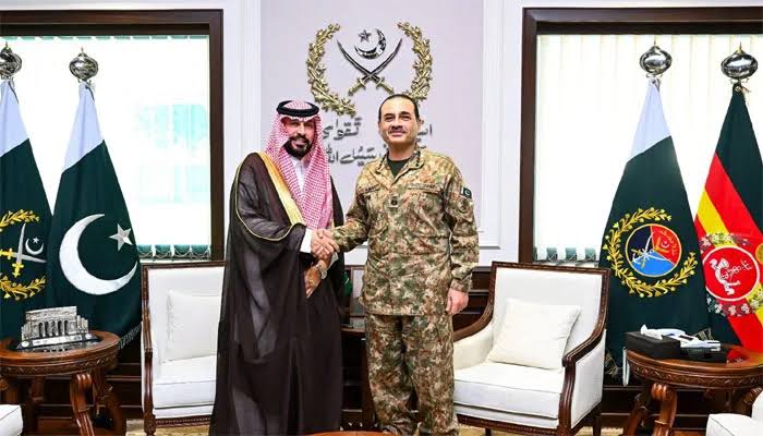 Field Marshal Asim Munir met Saudi Ambassador Dr Rajeh Tami Albugamy to discuss regional security, defence cooperation and progress under the Makkah Joint Defence Agreement.