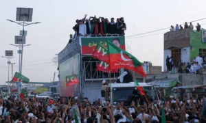 PTI’s long march led by KP Chief Minister Sohail Afridi reaches Karak after starting from Lakki Marwat following failed government-opposition talks.